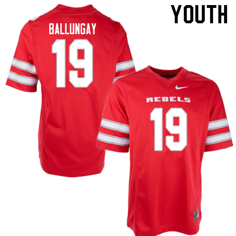 Youth #19 Kaleo Ballungay UNLV Rebels College Football Jerseys Sale-Red